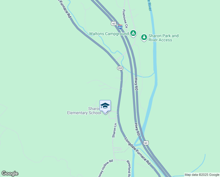 map of restaurants, bars, coffee shops, grocery stores, and more near Tall Oaks Lane in Clifton Forge