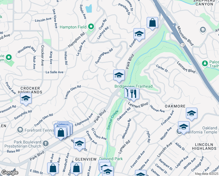 map of restaurants, bars, coffee shops, grocery stores, and more near 310 Saint James Drive in Piedmont