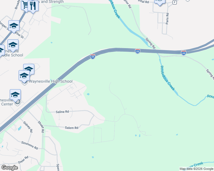 map of restaurants, bars, coffee shops, grocery stores, and more near 24025 Stable Lane in Waynesville