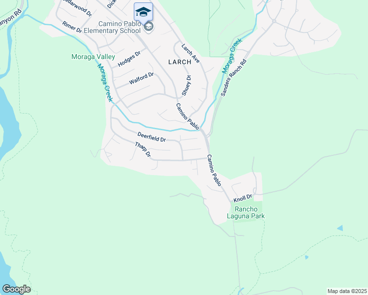 map of restaurants, bars, coffee shops, grocery stores, and more near 423 Deerfield Drive in Moraga