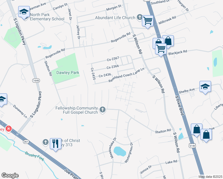 map of restaurants, bars, coffee shops, grocery stores, and more near 126 Clover Court in Radcliff