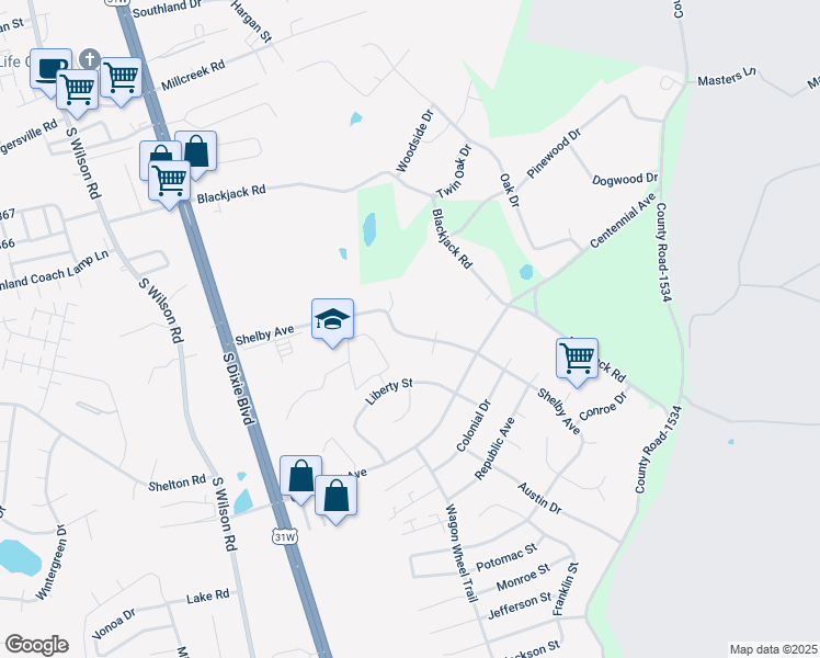 map of restaurants, bars, coffee shops, grocery stores, and more near 401 Shelby Avenue in Radcliff