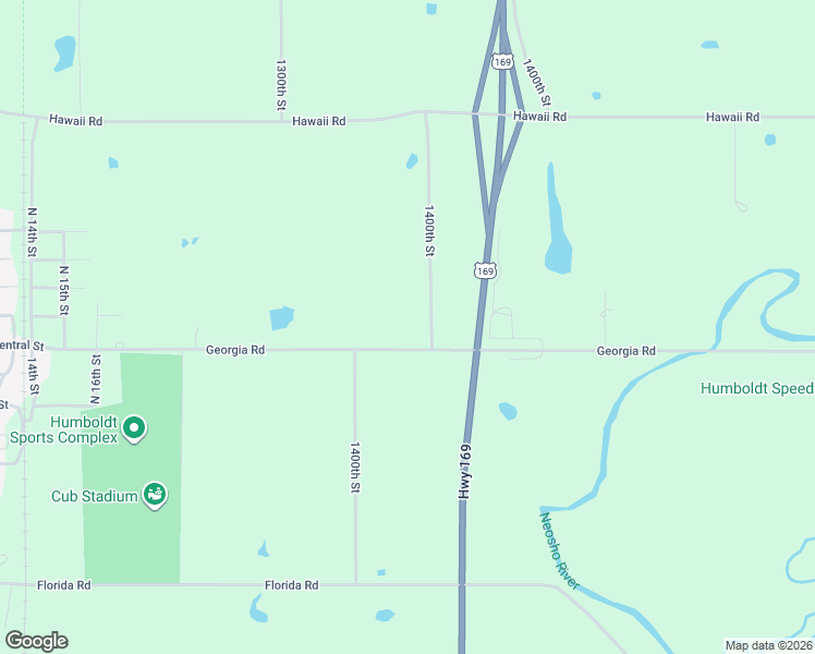 map of restaurants, bars, coffee shops, grocery stores, and more near 1420 Georgia Road in Humboldt