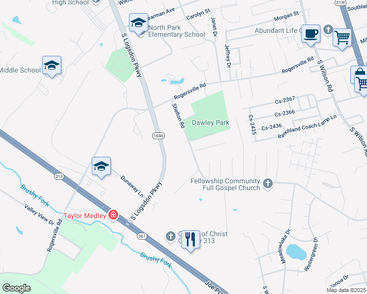 map of restaurants, bars, coffee shops, grocery stores, and more near 786-798 Shelton Rd in Radcliff