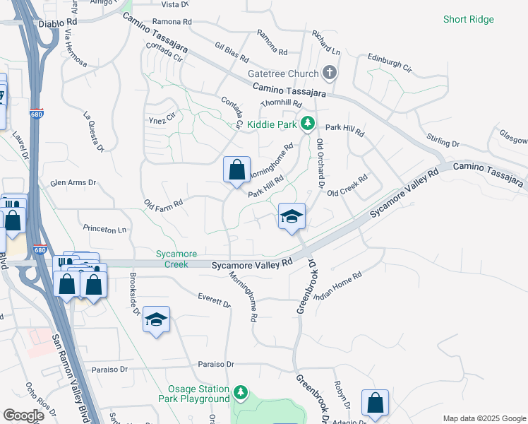 map of restaurants, bars, coffee shops, grocery stores, and more near 144 Tweed Drive in Danville