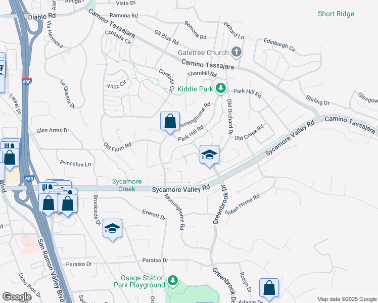 map of restaurants, bars, coffee shops, grocery stores, and more near 144 Tweed Drive in Danville