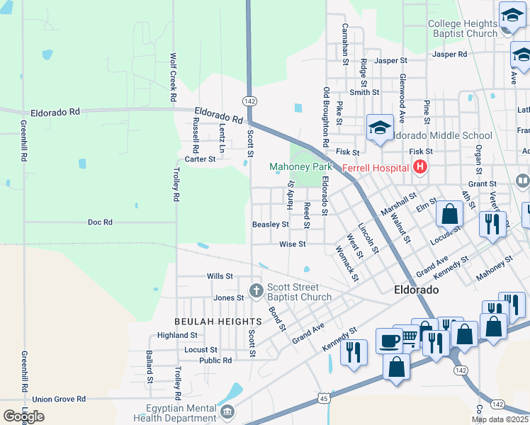 map of restaurants, bars, coffee shops, grocery stores, and more near 1500-1598 Scott St in Eldorado