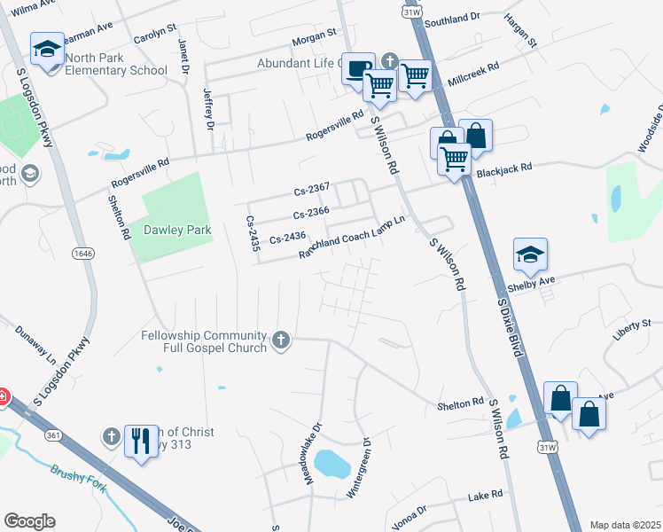 map of restaurants, bars, coffee shops, grocery stores, and more near 104 Kenilworth Court in Radcliff