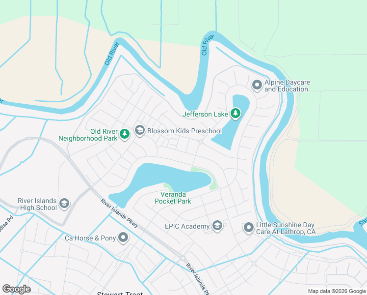 map of restaurants, bars, coffee shops, grocery stores, and more near 16476-16548 Cohen Road in Lathrop