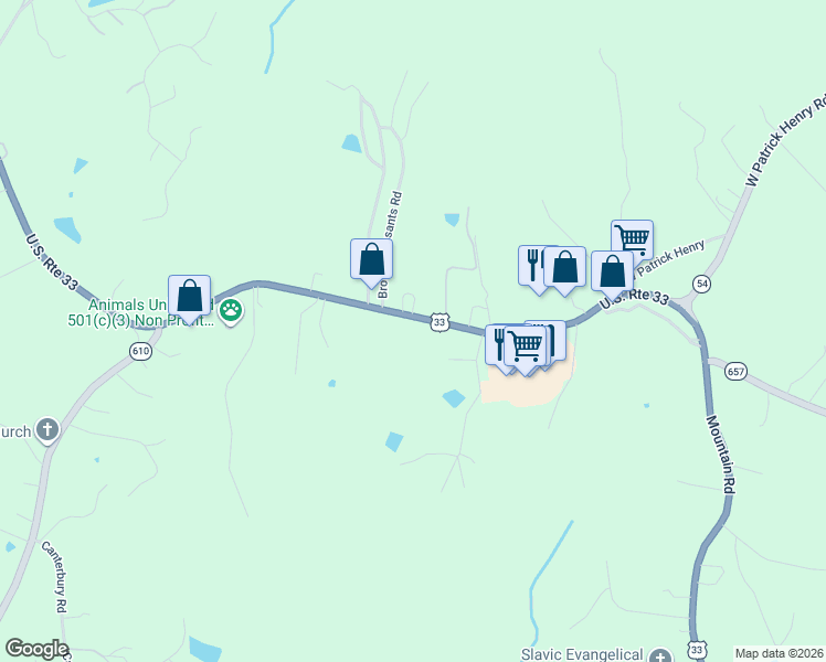 map of restaurants, bars, coffee shops, grocery stores, and more near 15023 Bethany Estates Way in Montpelier