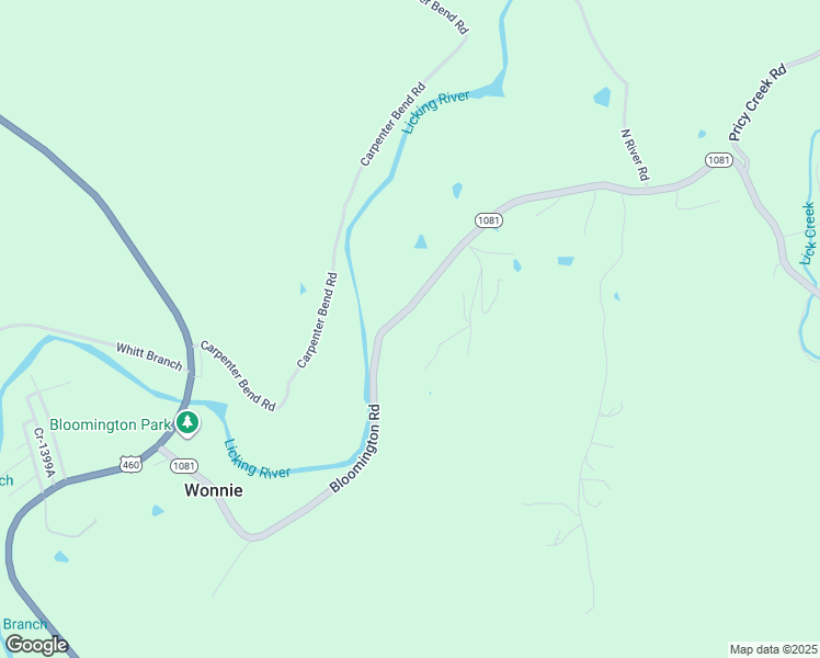 map of restaurants, bars, coffee shops, grocery stores, and more near 7355 Bloomington Road in Salyersville