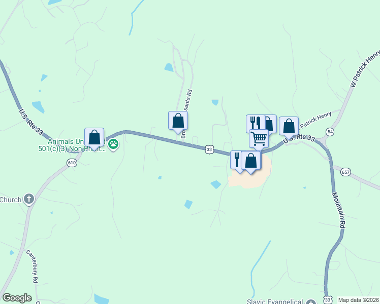 map of restaurants, bars, coffee shops, grocery stores, and more near 15078 Brown Pleasants Road in Montpelier