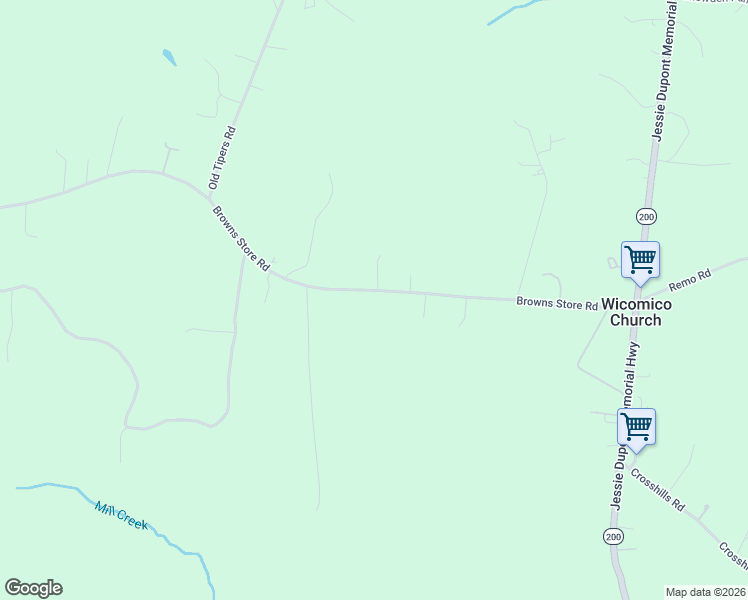 map of restaurants, bars, coffee shops, grocery stores, and more near 1724 Browns Store Road in Heathsville