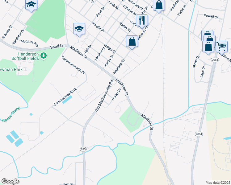 map of restaurants, bars, coffee shops, grocery stores, and more near 1340 Porter Drive in Henderson