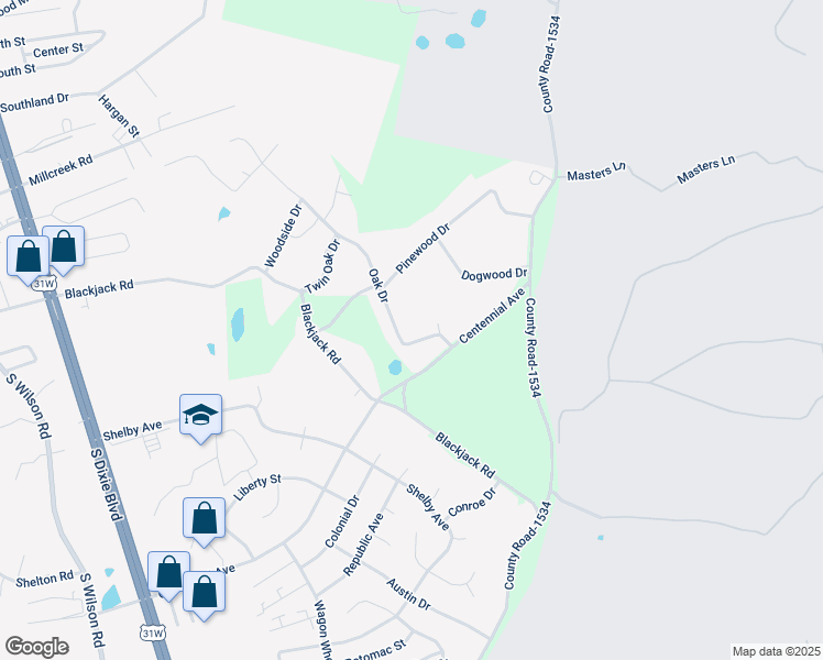 map of restaurants, bars, coffee shops, grocery stores, and more near 1011 Oak Drive in Radcliff