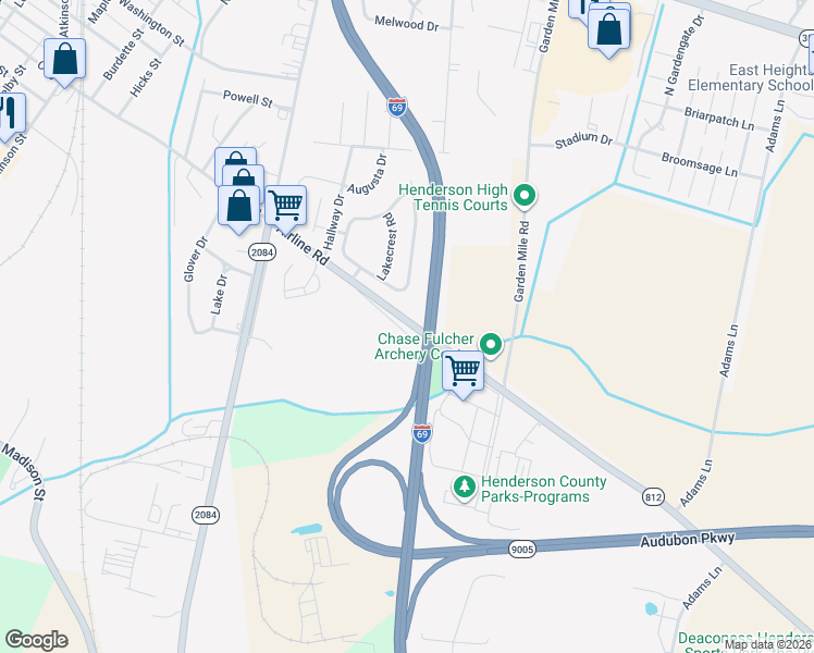 map of restaurants, bars, coffee shops, grocery stores, and more near 5840 Airline Road in Henderson