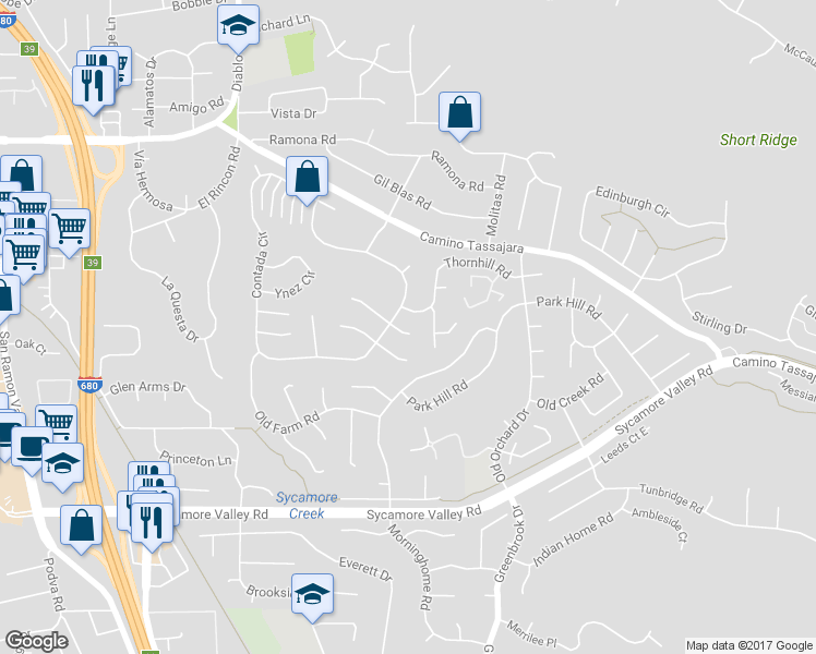 map of restaurants, bars, coffee shops, grocery stores, and more near 205 Sabina Court in Danville