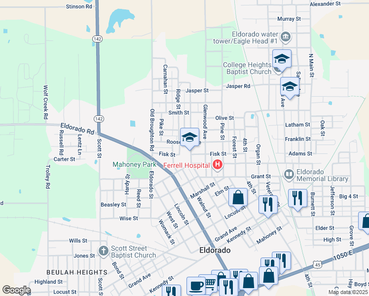 map of restaurants, bars, coffee shops, grocery stores, and more near 1907 1st Street in Eldorado