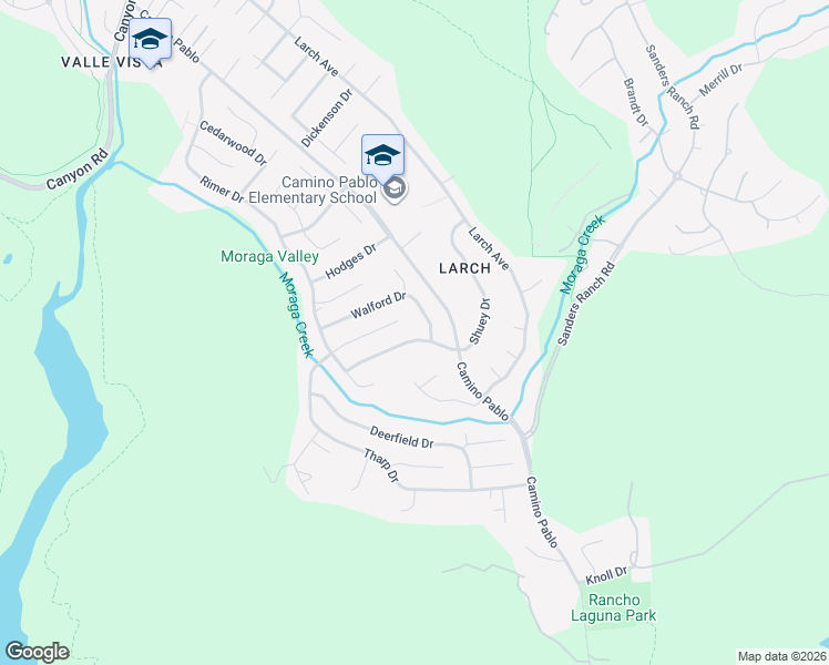 map of restaurants, bars, coffee shops, grocery stores, and more near 124 Tharp Drive in Moraga