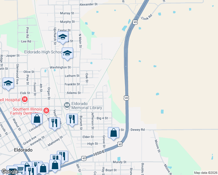 map of restaurants, bars, coffee shops, grocery stores, and more near 1810 Grove Street in Eldorado