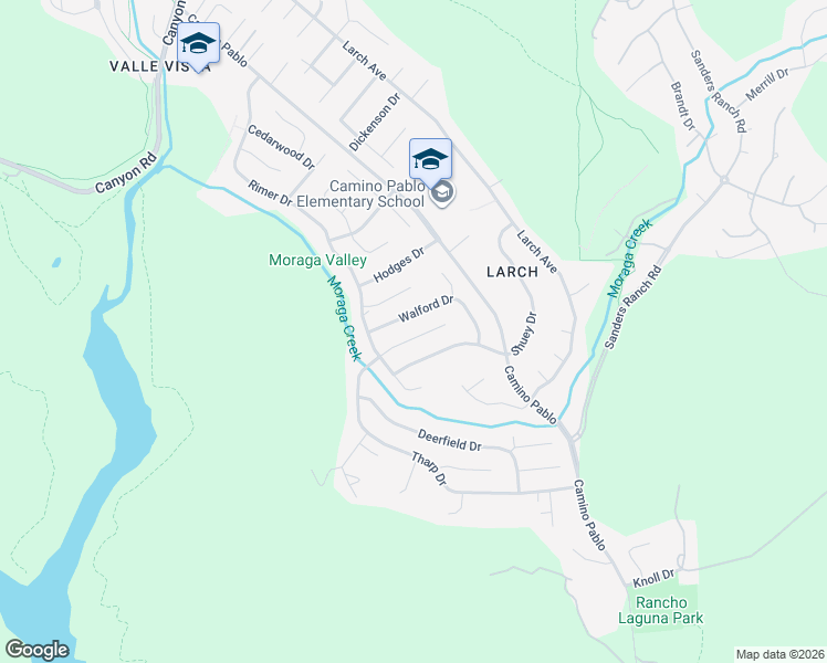 map of restaurants, bars, coffee shops, grocery stores, and more near 152 Tharp Drive in Moraga