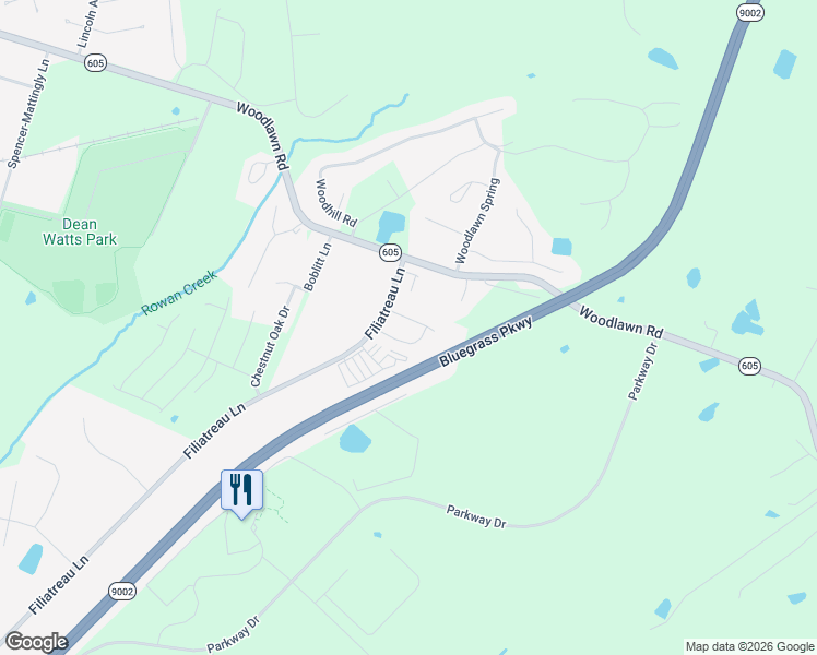 map of restaurants, bars, coffee shops, grocery stores, and more near 103 Graystone Court in Bardstown