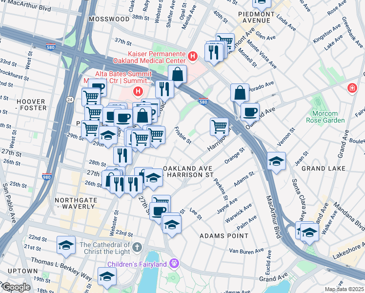 map of restaurants, bars, coffee shops, grocery stores, and more near 291 Fairmount Avenue in Oakland