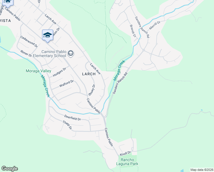 map of restaurants, bars, coffee shops, grocery stores, and more near 1259 Larch Avenue in Moraga