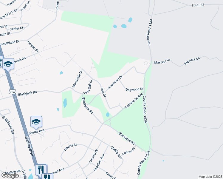 map of restaurants, bars, coffee shops, grocery stores, and more near 171-245 Pinewood Drive in Radcliff