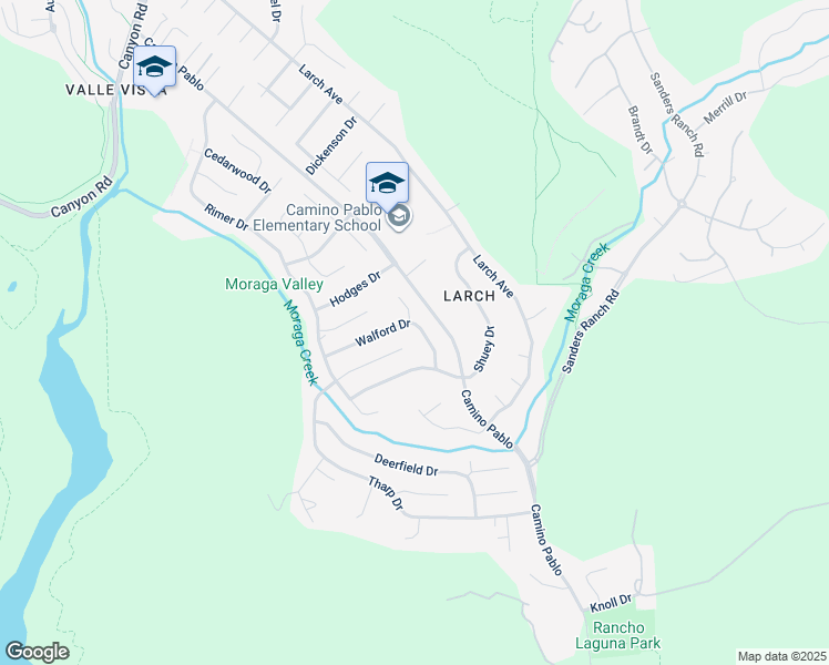 map of restaurants, bars, coffee shops, grocery stores, and more near 125 Walford Drive in Moraga