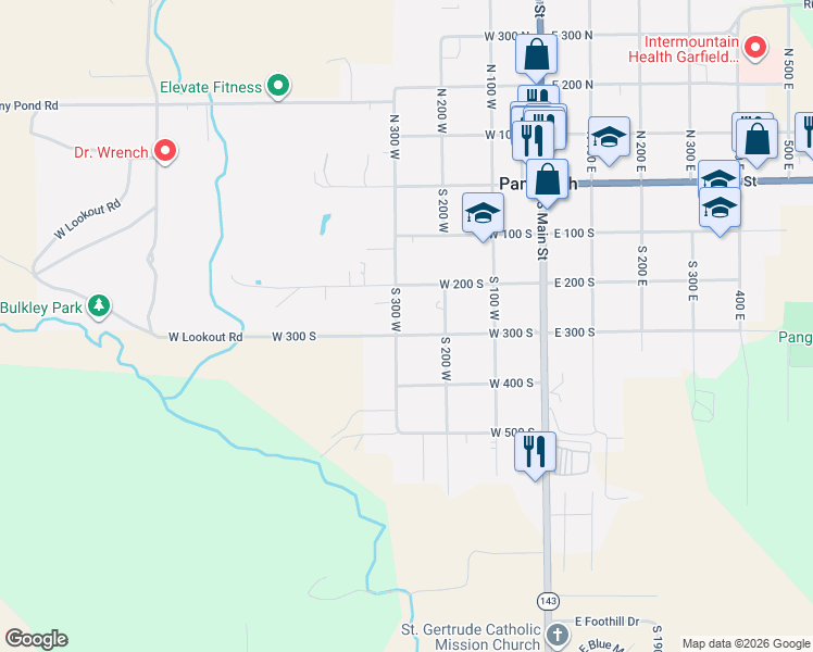 map of restaurants, bars, coffee shops, grocery stores, and more near 298 West 300 South in Panguitch