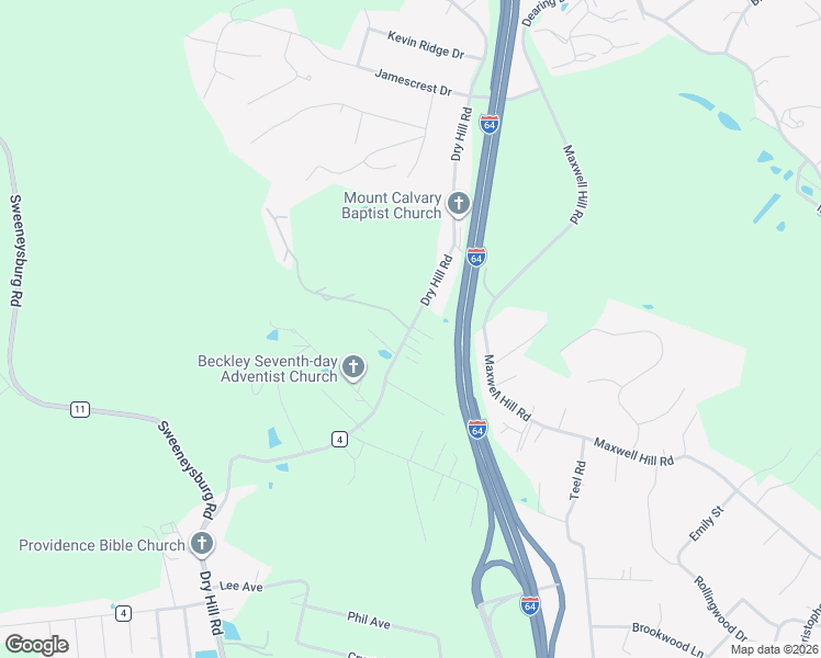 map of restaurants, bars, coffee shops, grocery stores, and more near 1002 Dry Hill Road in Beckley