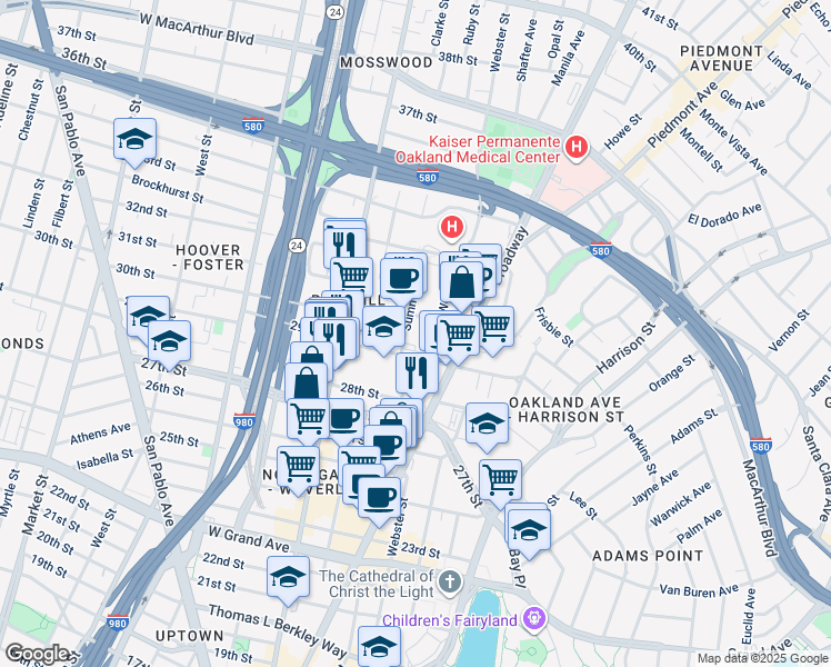 map of restaurants, bars, coffee shops, grocery stores, and more near 400 29th Street in Oakland