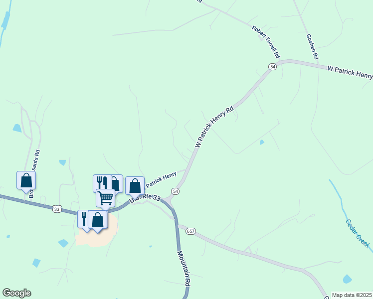 map of restaurants, bars, coffee shops, grocery stores, and more near 16200 West Patrick Henry Road in Montpelier