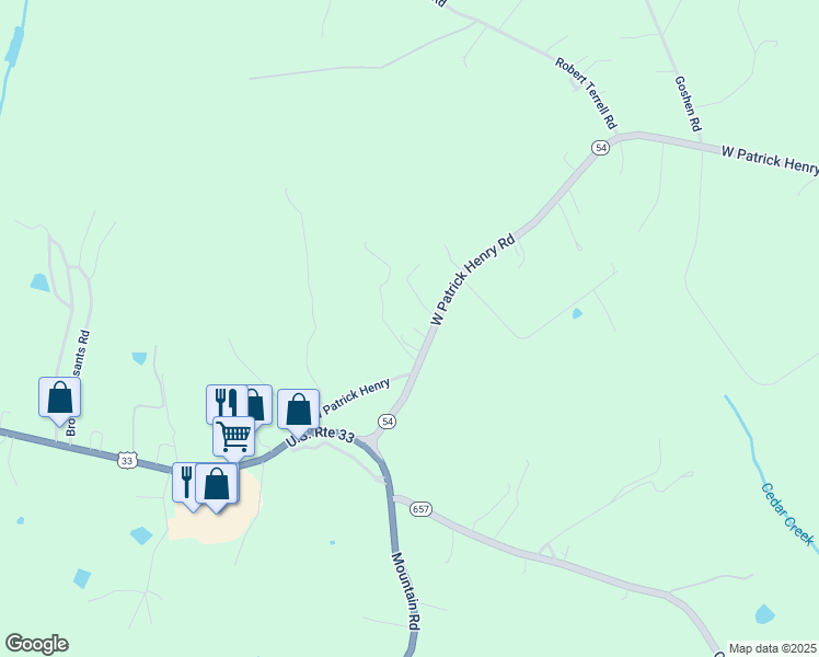 map of restaurants, bars, coffee shops, grocery stores, and more near 16200 West Patrick Henry Road in Montpelier