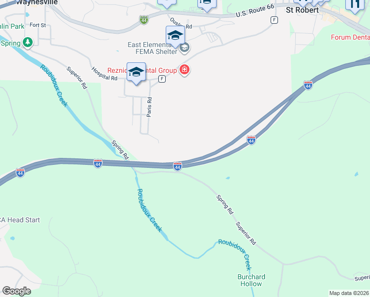 map of restaurants, bars, coffee shops, grocery stores, and more near 855 Paris Road in Waynesville