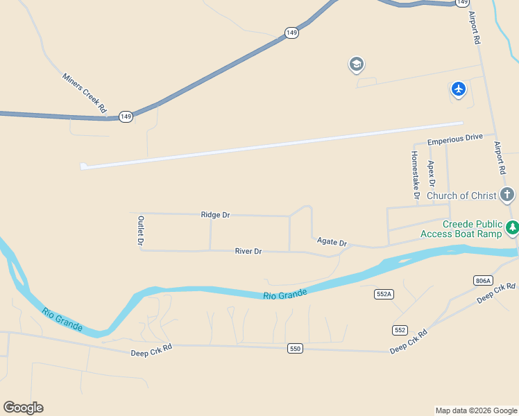 map of restaurants, bars, coffee shops, grocery stores, and more near 411 Ridge Drive in Creede