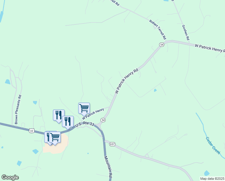 map of restaurants, bars, coffee shops, grocery stores, and more near 16188 West Patrick Henry Road in Hanover