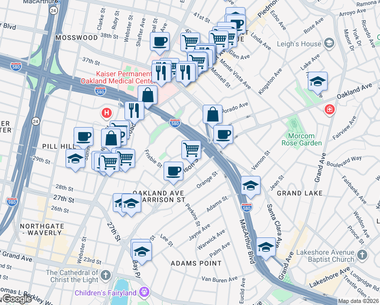 map of restaurants, bars, coffee shops, grocery stores, and more near 410 Fairmount Avenue in Oakland