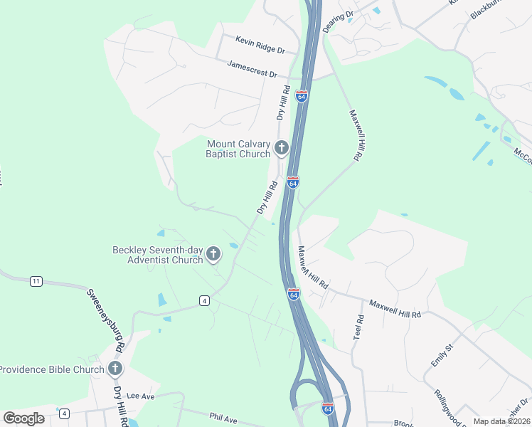 map of restaurants, bars, coffee shops, grocery stores, and more near 1082 Dry Hill Road in Beckley
