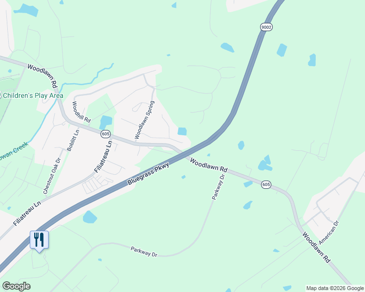 map of restaurants, bars, coffee shops, grocery stores, and more near 173 Twin Oaks Drive in Bardstown