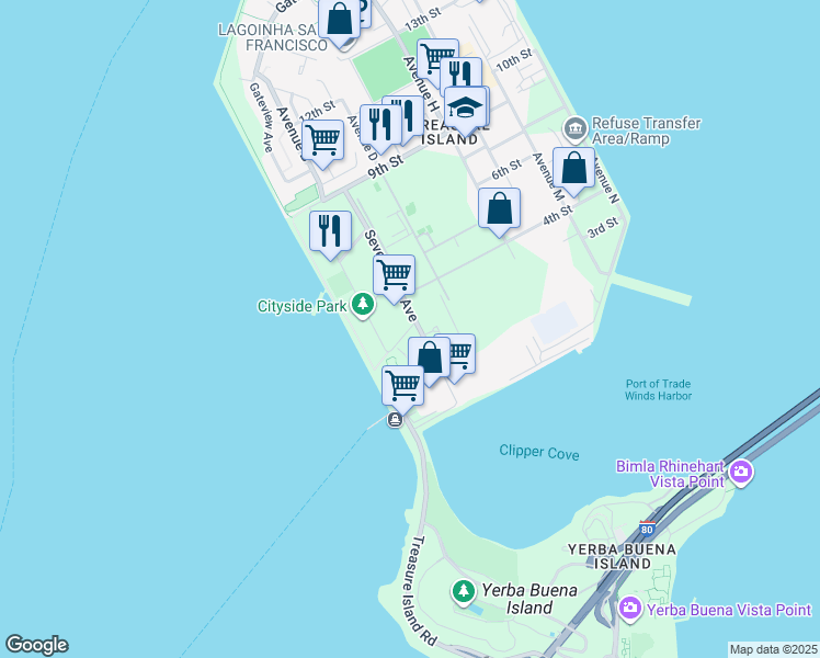 map of restaurants, bars, coffee shops, grocery stores, and more near in San Francisco