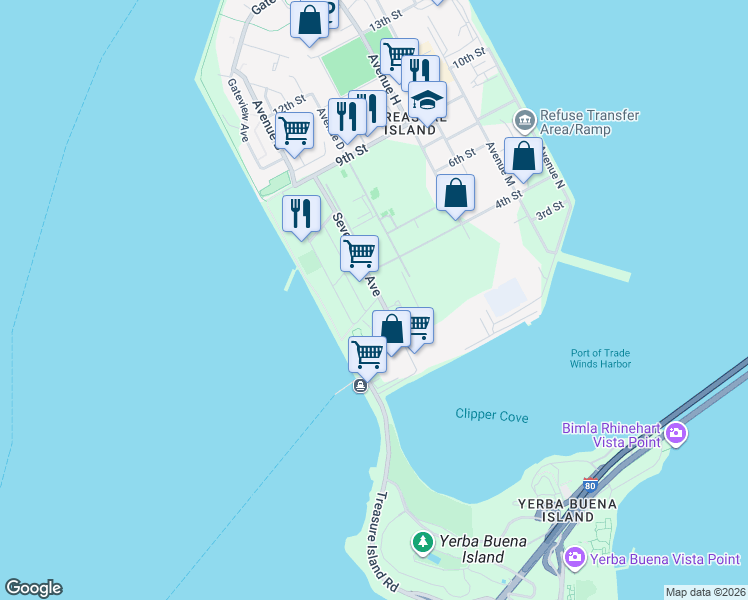 map of restaurants, bars, coffee shops, grocery stores, and more near in San Francisco