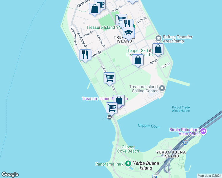 map of restaurants, bars, coffee shops, grocery stores, and more near in San Francisco