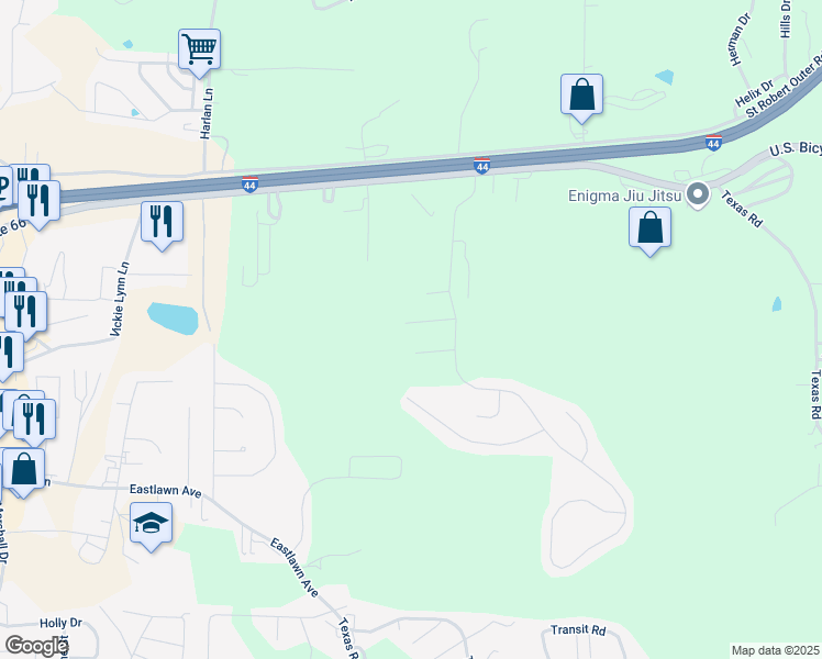map of restaurants, bars, coffee shops, grocery stores, and more near 110 Oak Court in Saint Robert
