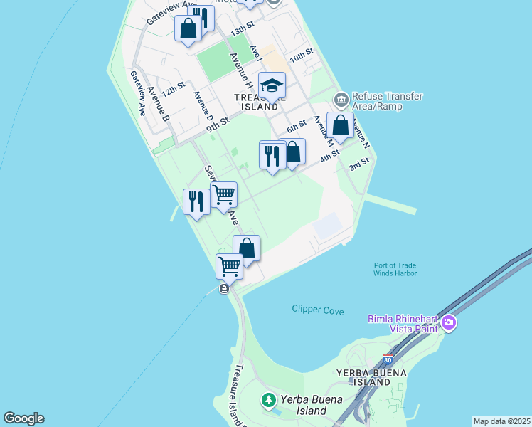 map of restaurants, bars, coffee shops, grocery stores, and more near 275 California Avenue in San Francisco