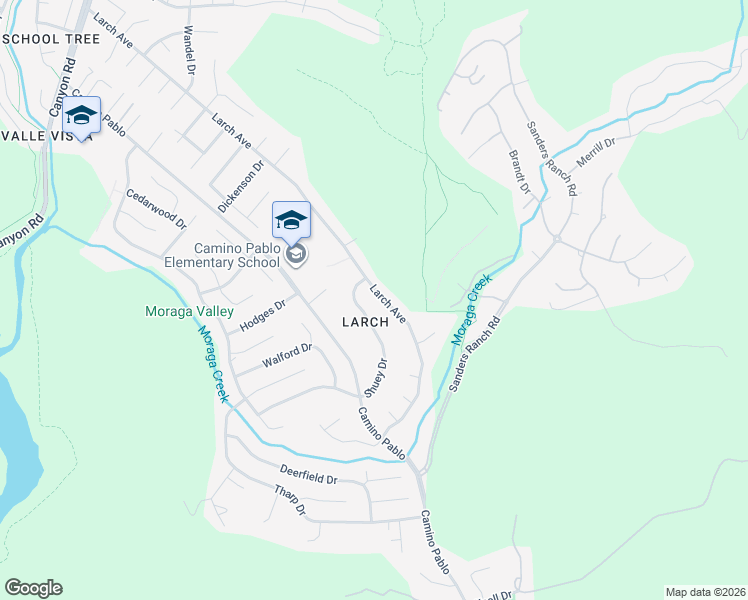map of restaurants, bars, coffee shops, grocery stores, and more near 1198 Larch Avenue in Moraga