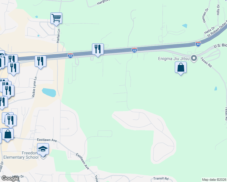 map of restaurants, bars, coffee shops, grocery stores, and more near 110 Oak Court in Saint Robert