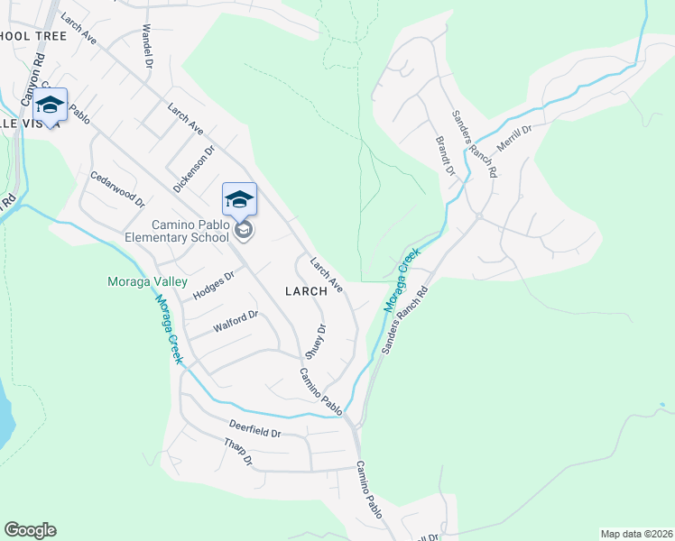 map of restaurants, bars, coffee shops, grocery stores, and more near 1211 Larch Avenue in Moraga