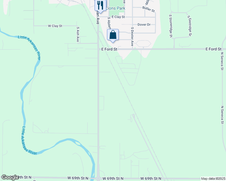 map of restaurants, bars, coffee shops, grocery stores, and more near 1000 South Meridian Avenue in Valley Center